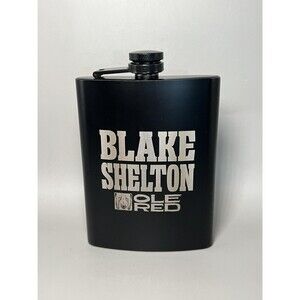 Blake Shelton Ole Red Stainless Steel Hip Flask 8oz Black Pocket Screw Cap Gift